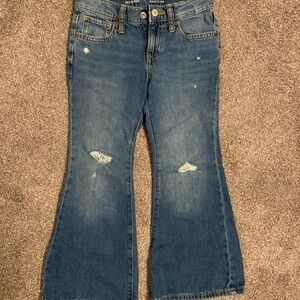 Old Navy Girls Distressed Blue Wide Leg Jeans